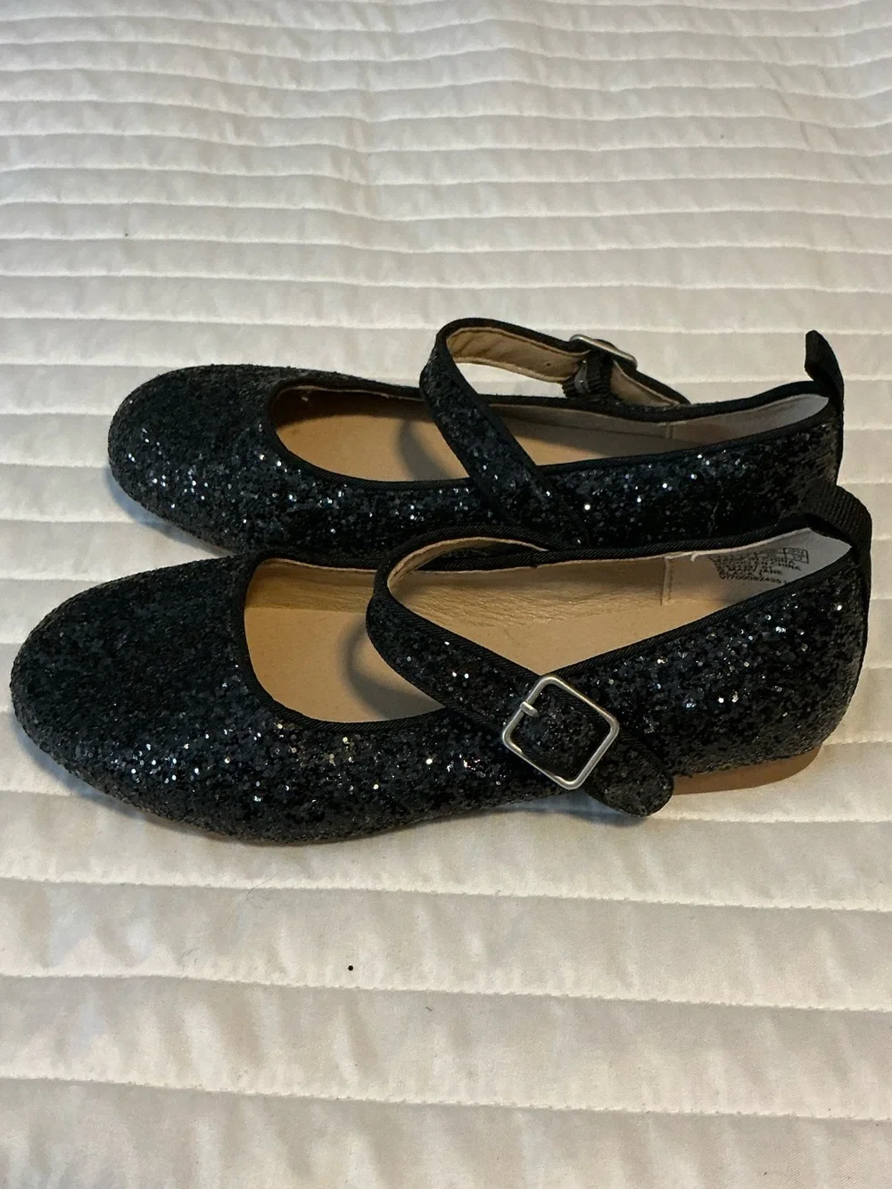 GAP Girls Black Glitter Mary Jane Dress Shoes